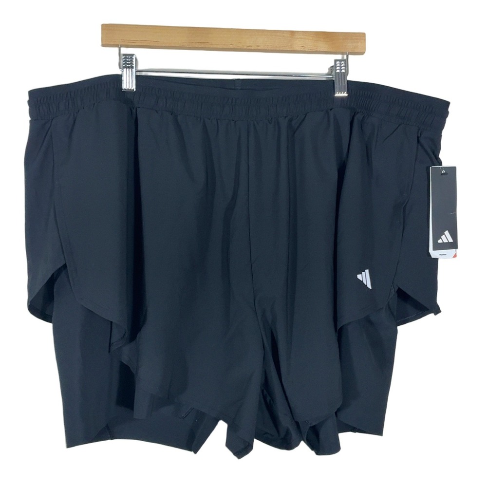 NWT Adidas WTR D4T SH PS 2-in-1 Training Shorts Solid Black Athletic Size 4X
